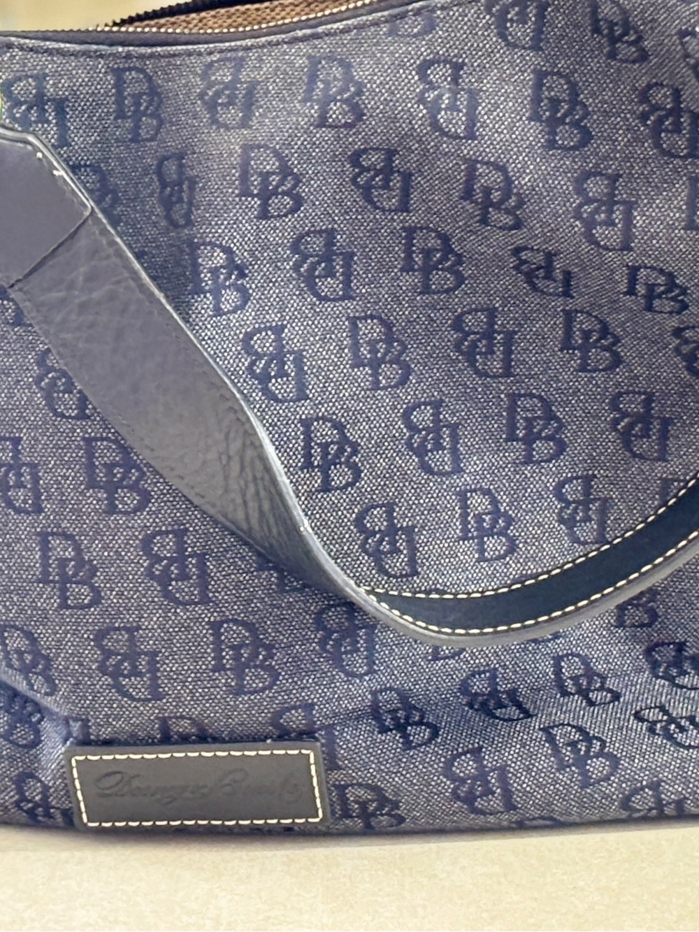 Dooney & Bourke Navy Monogram Canvas Tote